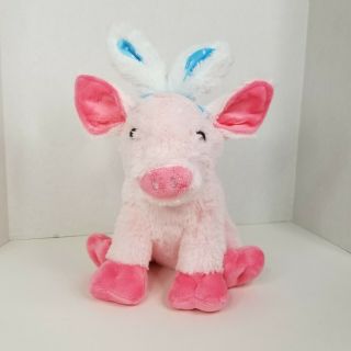Dan Dee Collectors Choice Pink Pig W Plush Bunny Rabbit Ears Easter 14 "