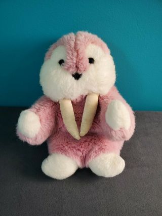 Vintage Gund Mooky The Pink Walrus Plush Stuffed Animal Toy 1986