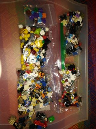 Over 1 Lb Of Lego Minifigures Parts And Accessories - Heads Torsos Legs