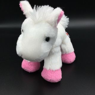 Aurora Pink White Horse Pony Plush Soft Toy Stuffed Bean Bag 6 " Animal