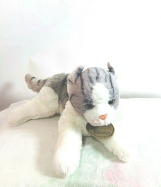 Russ Berrie Yomiko Classics Gray White Tabby Cat Plush Stuffed Animal Toy