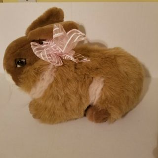 Brown Tan Bunny Rabbit Stuffed Plush Large 15 " Natural Laydown Soft