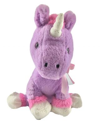 Animal Adventure Unicorn Stuffed Animal Plush 2018 Purple Pink White Sparkly 10”