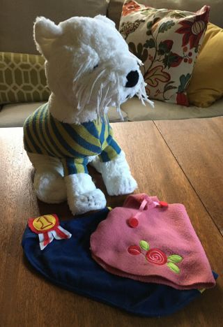 Ikea Gosig Plush White West Highland Terrier Puppy Dog With 3 Outfits Clothes Sa