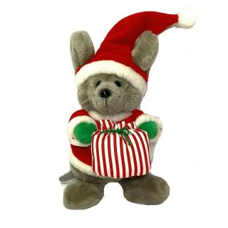 Vintage Dakin Christmas Santa Mouse Stuffed Animal Plush 1986 Red White Bag