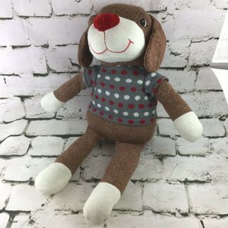 Dan Dee Sock - Monkey Puppy Dog Plush Brown Stuffed Animal Spotted Sweater