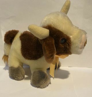 11 " Vintage Russ Berrie Co Clover Creme Brown Cow Stuffed Animal Plush Toy