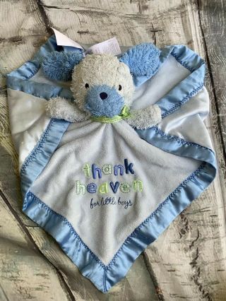Child Of Mine Thank Heaven For Little Boys Puppy Dog Security Blanket Lovey Blue