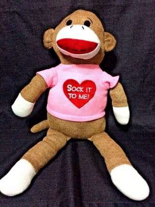 Dan Dee 22” Sock Monkey Plush Stuffed Animal W/ Pink “sock It To Me” Jersey