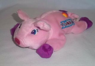 1998 Lisa Frank 8 " Plush Oinky Pig Bean Bag Pink Rainbow Heart Stuffed Animal