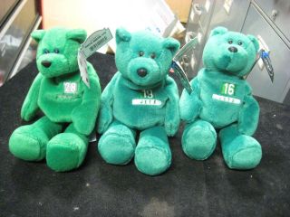 3 Limited Treasures Pro Bears Ny Jets Beanie Babies Testaverde Martin & Johnson