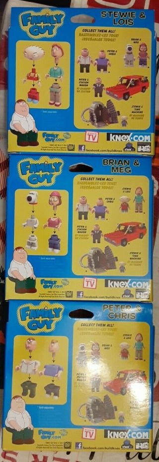 5x Family Guy K ' Nex Stewie Time Machine Peter Station Wagon Figure Packs Brian 3