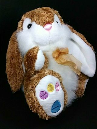 Bunny Rabbit Plush Dan Dee 12 " Brown & White Stuffed Animal / Multicolored Feet