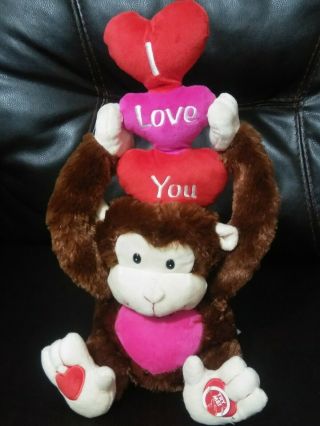 I Love You Singing Brown Monkey Plush Valentines Day 14 " Music