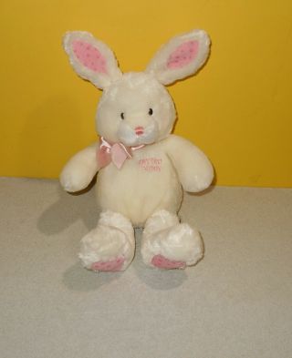 Baby Gund My First Bunny Rabbit Plush Cream Pink Polka Dots Paws & Ears 36431