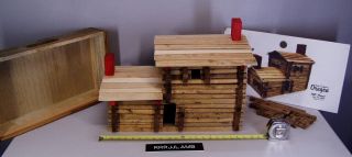 Large Homemade Hand Crafted Oregon " Lincoln " Log Cabin Building Toy Set Kit 150,
