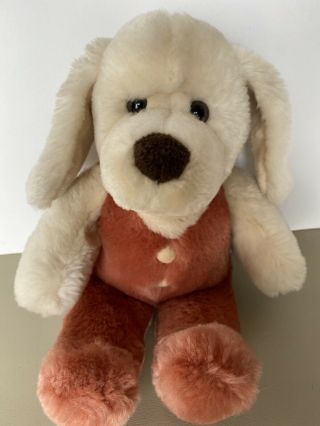Vintage Russ Baby Puppy Dog Plush Stuffed Animal Rattle 10 " Floppy Ears