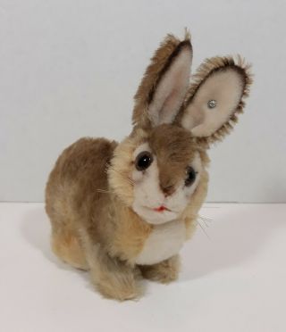 Vintage Steiff Mohair Bunny Rabbit Button In Ear Made In Germany 6.  5 " Long
