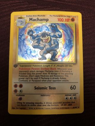 1999 Pokemon Machamp Holo 1st Edition 8/102