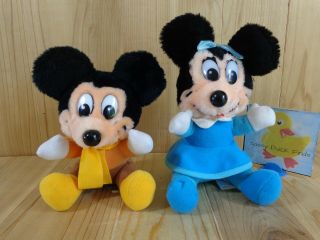 Mickey And Minnie Mouse Plush 8 " Set Of 2 Mickey 
