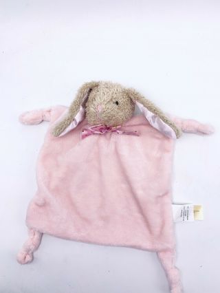 DanDee Dan Dee Pink Easter Blankie Bunny Rabbit Knots Satin Ears Rattle Lovey 3