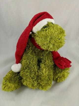 Dan Dee Green Frog Plush Santa Hat Hanging 7 " Stuffed Animal Toy