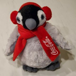 Coca - Cola Penguin Plush Red Scarf/earmuffs