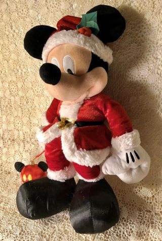 Santa Mickey Mouse Disney Parks 17 " Plush Christmas Holiday
