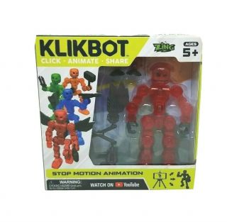Zing Klikbot Stickbot Stop Motion Animation Action Figure Axil Red