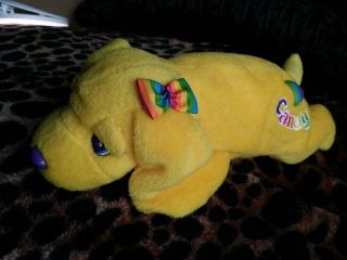 8” 1998 Lisa Frank Beanie Series One Candy The Dog Plush Vintage Yellow