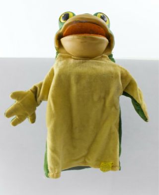 Steiff 6580/17 Froggy Frog Hand Puppet 8” Tall W/ Button Ca 1960s/1970s?