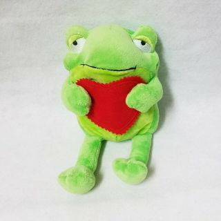 Cute Green Tree Frog Holding Heart Stuffed Animal Hallmark Card Plush Toy Gift