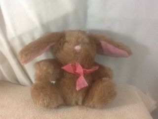 Adorable Dan Dee Collectors Choice Plush Brown Bunny Rabbit W/pink Ears Pre - Own