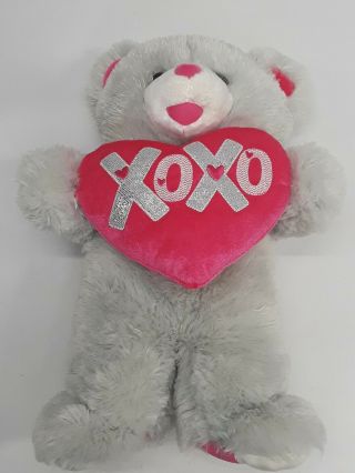 Dan Dee Plush Teddy Bear Stuffed Pink White sweetheart XOXO Silver 2018 17 