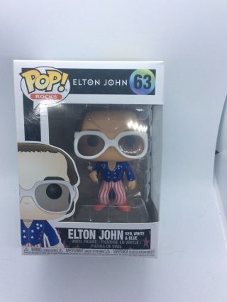 Funko Pop Vinyl Elton John Red,  White & Blue 63 - Box