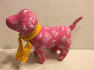 Victorias Secret Pink Dog Wearing A Yellow Scarf 7 " Plush Stuffed Animal