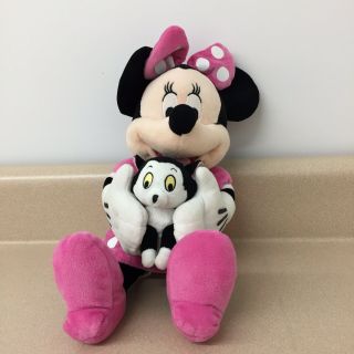 Disney Minnie Mouse With Pinocchio Figaro Cat 13”plush Stuffed Animal Euc Ar4