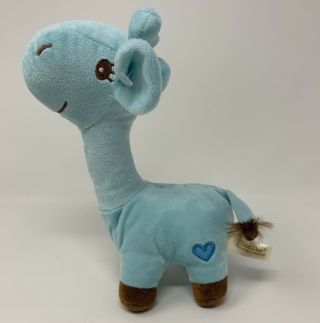 Dan Dee Collector ' s Choice 8” Blue Plush Giraffe Stuffed Animal W/ Heart On Leg 2