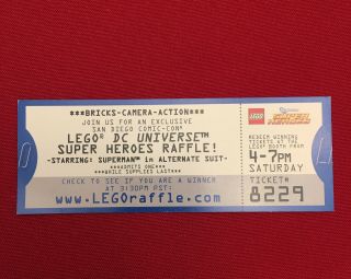 2013 Sdcc Non Winning Raffle Ticket For Lego Dc Black Suit Man Mini Fig