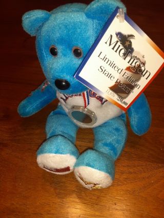 State Of Michigan Bear Plush Limited Edition With State Quarter 9 Inches W/tags