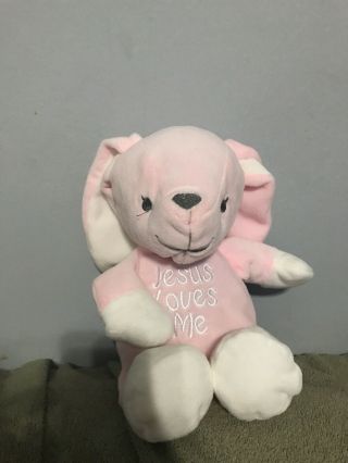 Dan Dee Pink Bunny Rabbit Sings Jesus Loves Me Stitched Eyes Chest