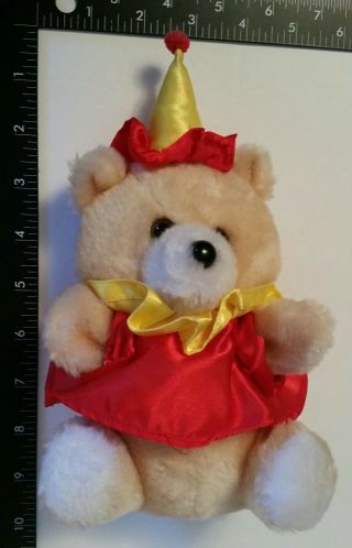 Vintage Russ Berrie Teddy Bear Stuffed Animal Plush Toy Satin Birthday Party Hat