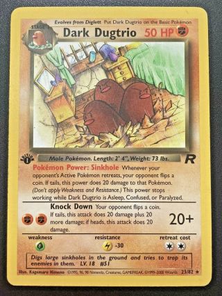 1st Edition Dark Dugtrio 23/82 Team Rocket Pokemon Card Rare Lp