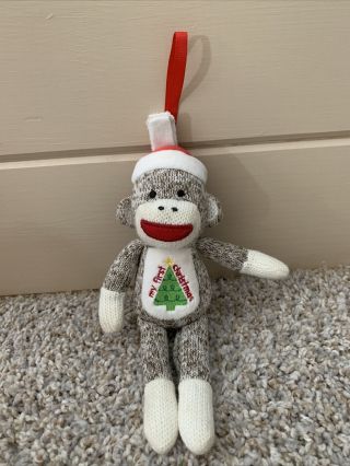 Baby Starters My First Christmas Tree Sock Monkey Plush Stuffed 8 " Toy Ornament