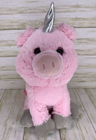 2018 Kellytoy Unicorn Pig 13 " Plush Stuffed Animal Rainbow Tail
