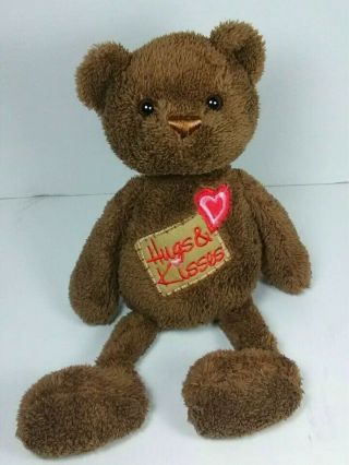 Dan Dee Teddy Bear Plush 15 " Brown Stuffed Animal / " Hugs & Kisses " ❤️ On Chest