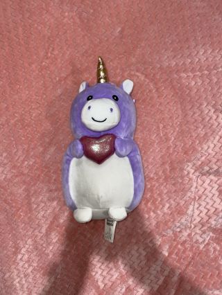 Squishmallow 9.  5 " Purple Unicorn Hug Mee Valentines Kellytoy Plush