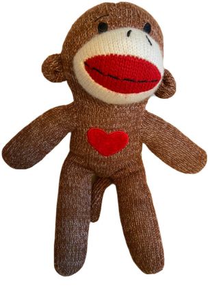 Dan Dee Collector’s Choice Brown Sock Monkey 10 " Plush Stuffed Toy Red Heart