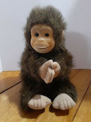 Hosung Brown Monkey Chimp Plush 10 " Hard Face Hands Cling 1994 Vintage Stuffed