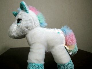 Dan Dee White Unicorn Plush Blue Sparkle Stuffed Animal 15 " Embroidered Eyes Toy